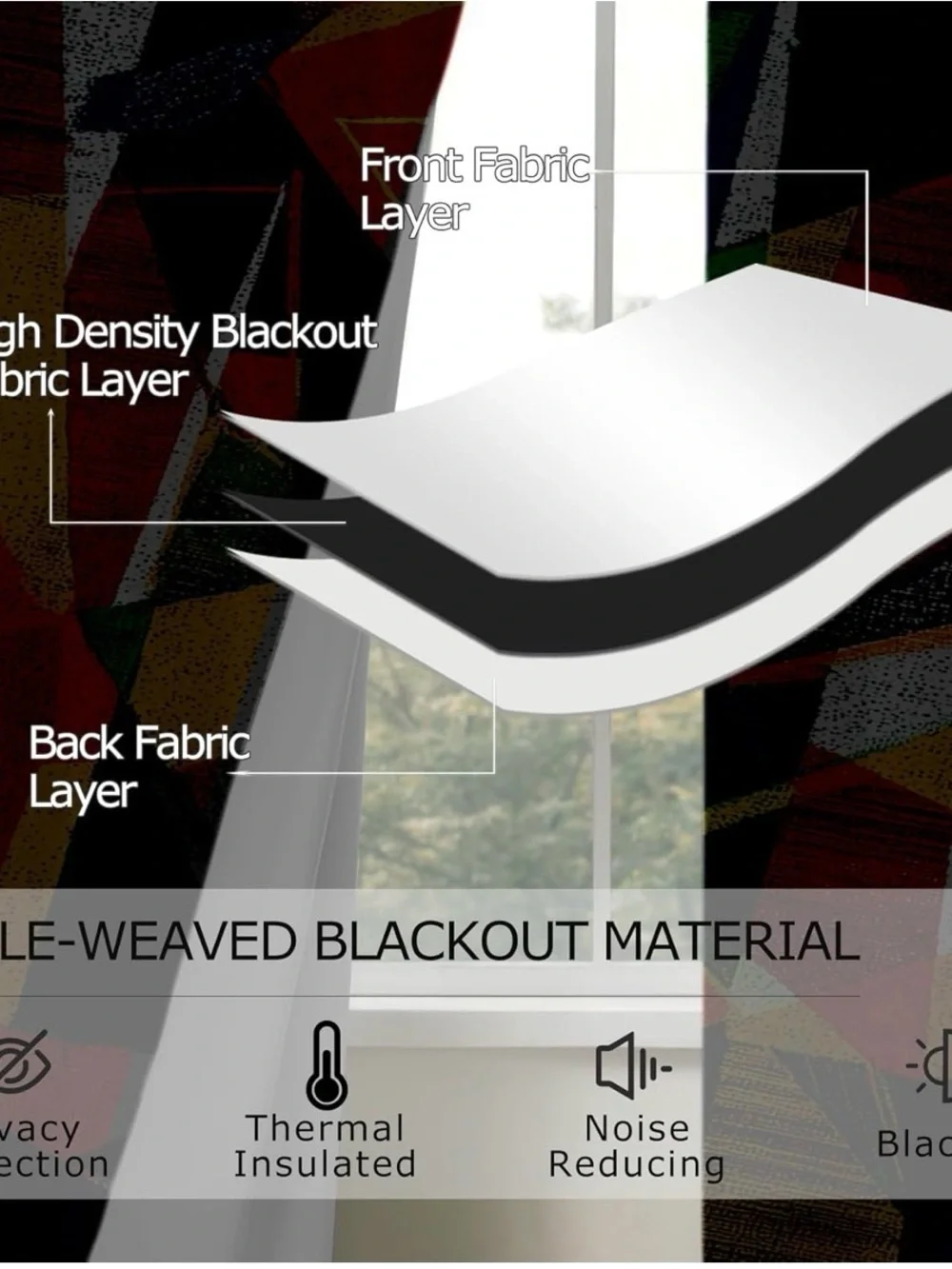 Colorful Modern Abstract Geometric blackout Curtains